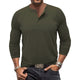 Men's Round Neck Button Down Long Sleeve Henley