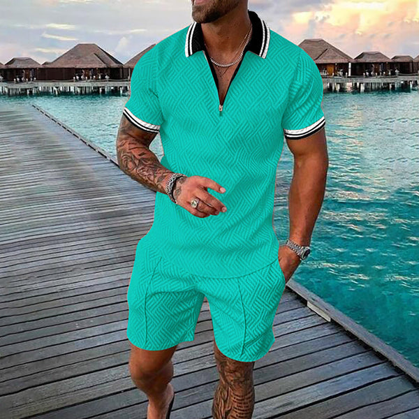 Men's Flame Pattern 3D Printed POLO Suit