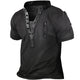 Men's Tactical Mens Outdoor Zipper Vintage Print Loose Fit Short Sleeve Top T Shirt