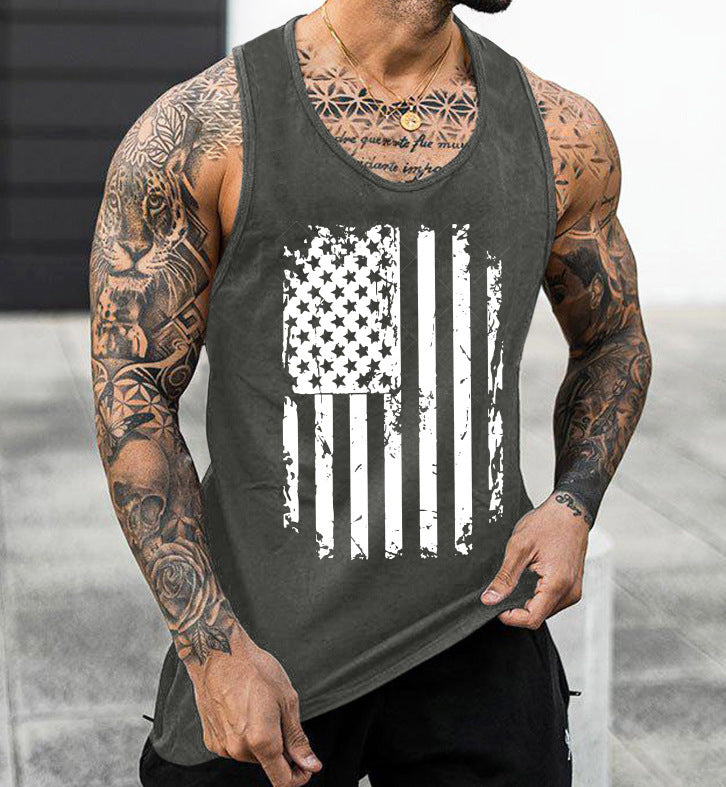 Men's American Flag Sports Gym Tank Top