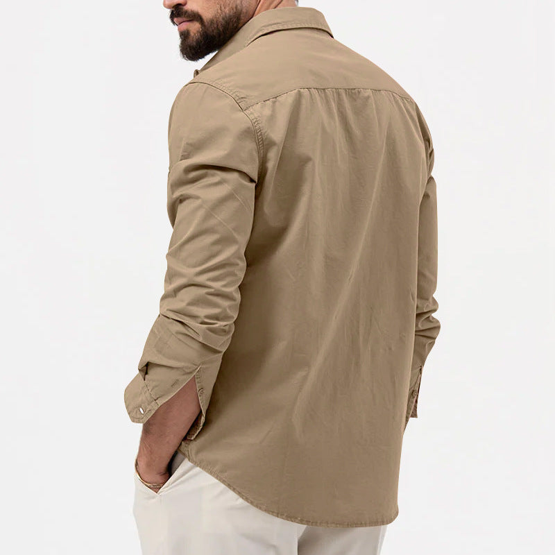 DOUBLE POCKET CASUAL LONG SLEEVED MEN'S SHIRT