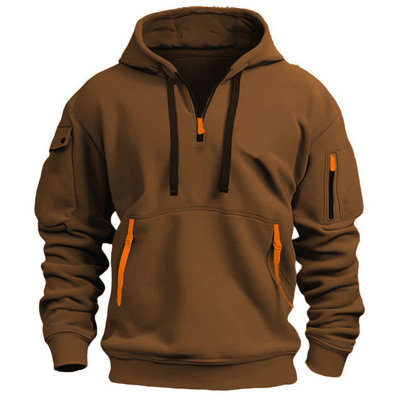 MEN'S CASUAL SPORTS HOODIE ARM POCKET ZIPPER HOODIE