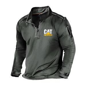 Herren-Sweatshirt aus Fleece mit halbem Reißverschluss und Stehkragen und langen Ärmeln