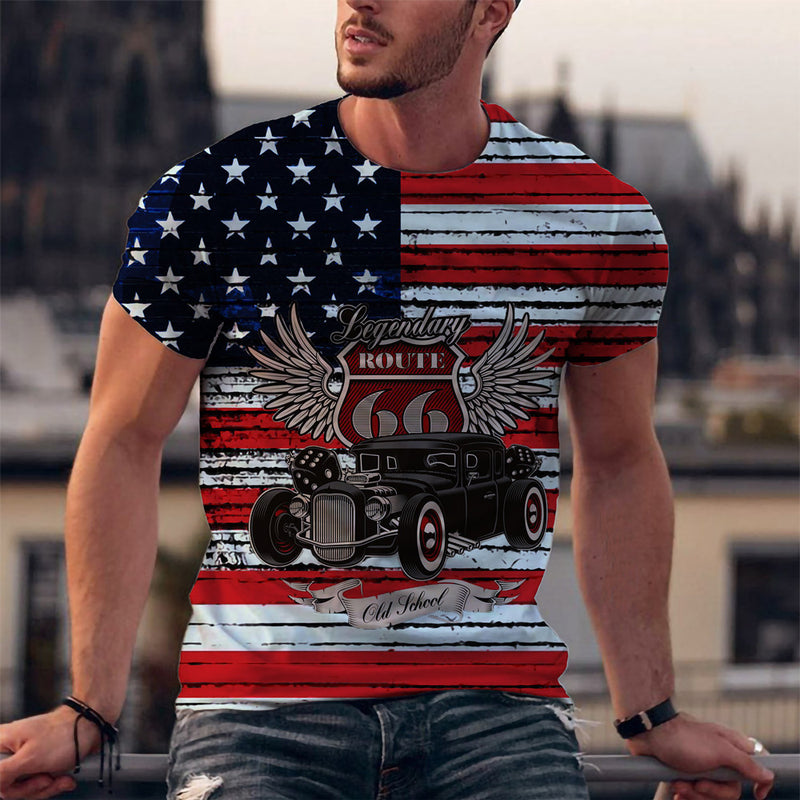 Men's American Eagle Print Street Trend Sports 3D T-Shirt Top