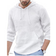 Men's Solid Color Cotton Linen Thin Hooded Sweatshirt