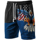 Men's American Flag Eagle Print Elastic Drawstring Shorts