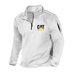 Herren-Sweatshirt aus Fleece mit halbem Reißverschluss und Stehkragen und langen Ärmeln