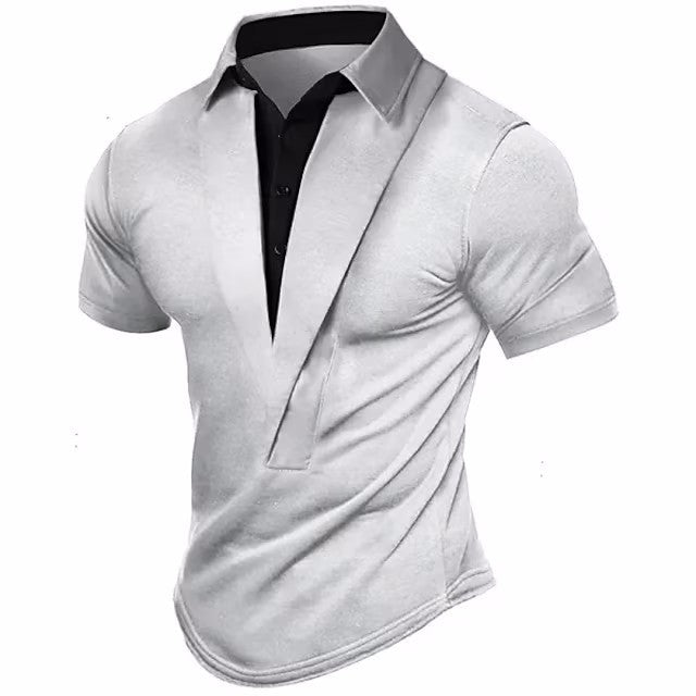 Men's New Solid Color Button Down Henley Casual T-Shirt