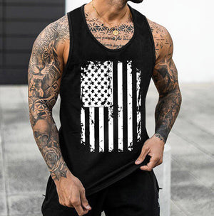 Herren-Tanktop mit amerikanischer Flagge, für Sport und Fitnessstudio