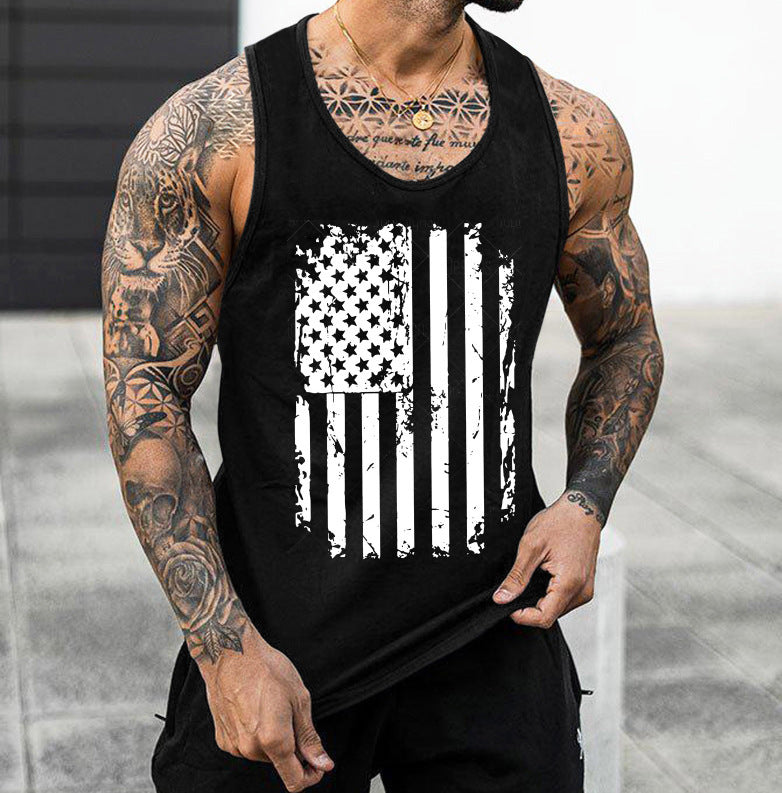 Men's American Flag Sports Gym Tank Top