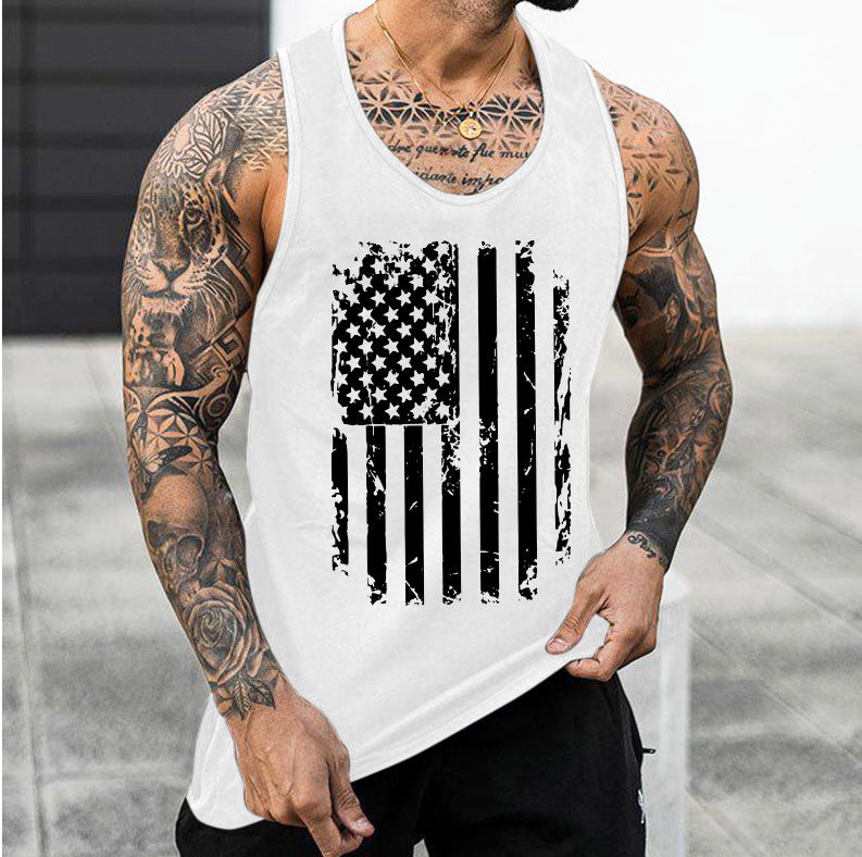 Men's American Flag Sports Gym Tank Top