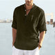 Men's Casual Polyester Solid Color Long Sleeve Shirt