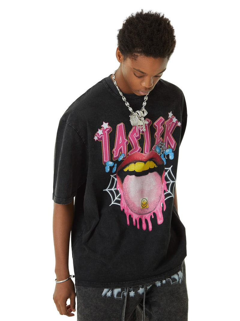 Creative Fun Big Tongue Print T-shirt