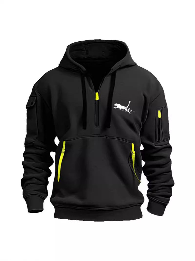 ZIPPER HOODIE WITH MULTIPLE POCKET DESIGN TOP COAT