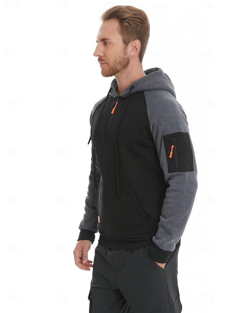 Men's Hoodie Quarter Zip Hoodie Tactical Hoodie Black Navy Blue Khaki Dark Gray Gray Hooded Color Block Tactical Sports & Outdoor Daily Streetwear Cool Casual Winter Spring &  Fall Clothing Apparel