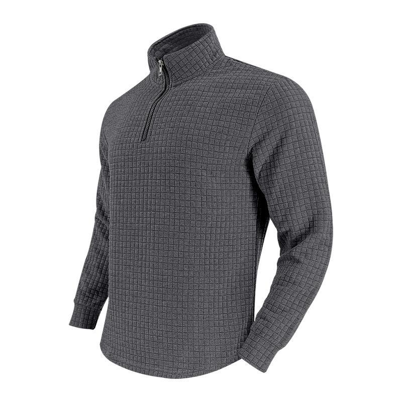 Men's Half-zip Small Square Stand Collar Long Sleeve T-shirt