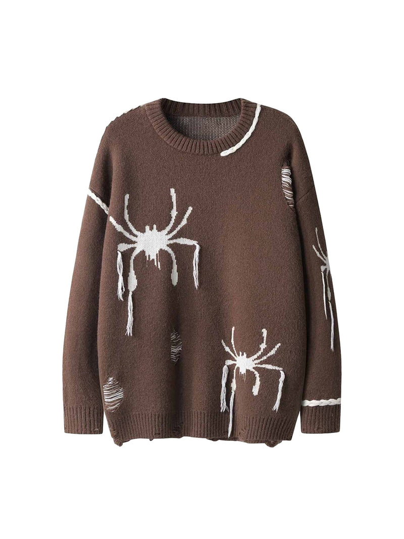 Spider Distressed Oversized Sweater