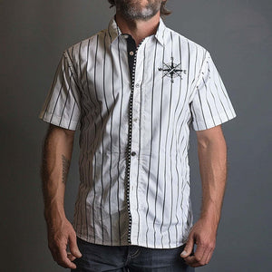 Men's Compass Print Striped Shirt