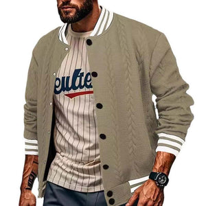 Men's Casual Single Breasted Cardigan Baseball Jacket
