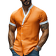 Men's Spring Vintage Fashion Slim Stand Collar Cotton And Linen Short Sleeve Shirt