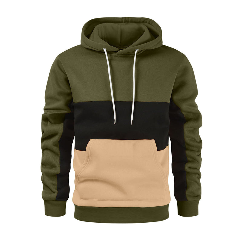 MEN'S FASHION COLOR BLOCKED SWEATSHIRT SPLICING LARGE HOODIE