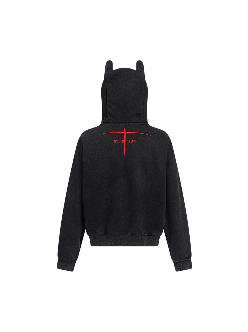 Devil Ear Washed Cardigan Hooded Jacket