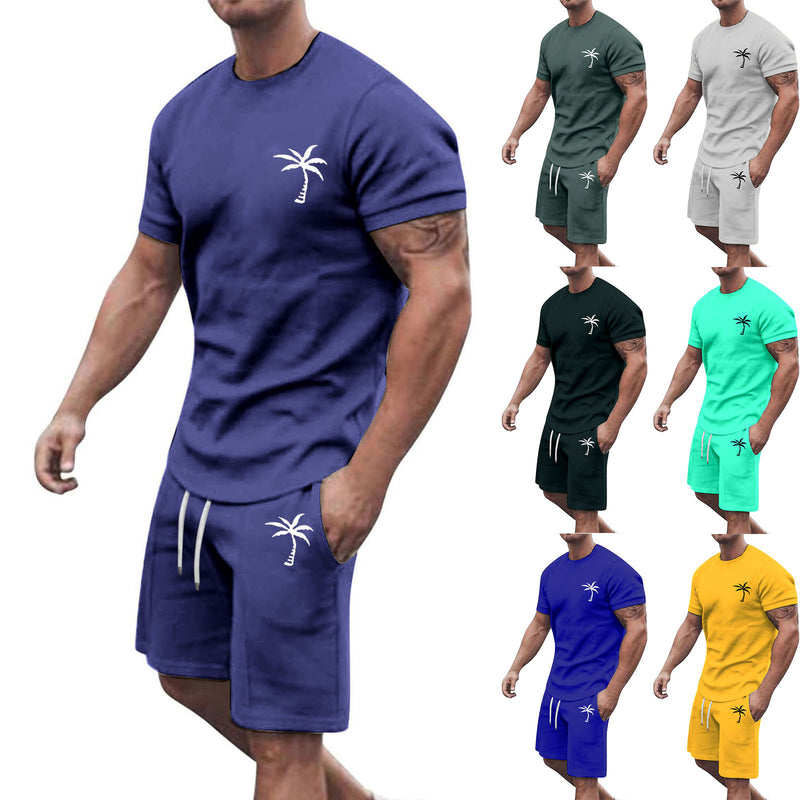 POPULAR MEN'S SUMMER SHORT SLEEVED SHORTS SPORTS AND LEISURE SET