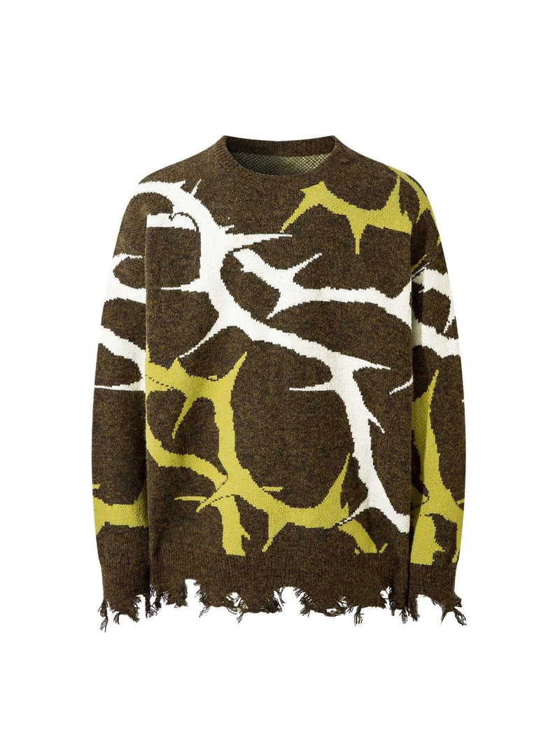 Pullover mit Dornen-Destroyed-Muster