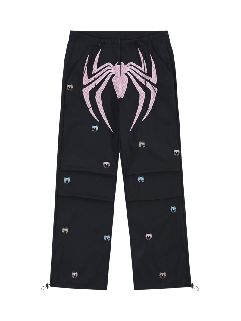 Embroidered Spider Straight Leg Pants