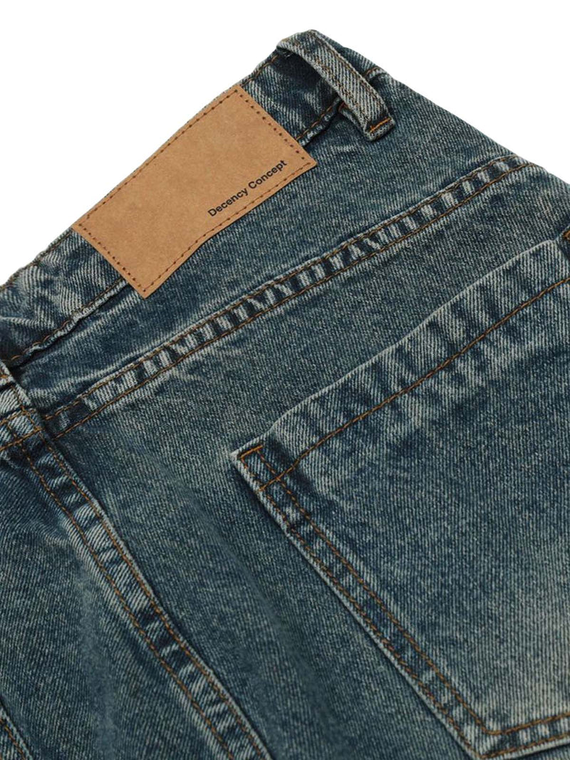 Washed Wide-Leg Balloon Jeans