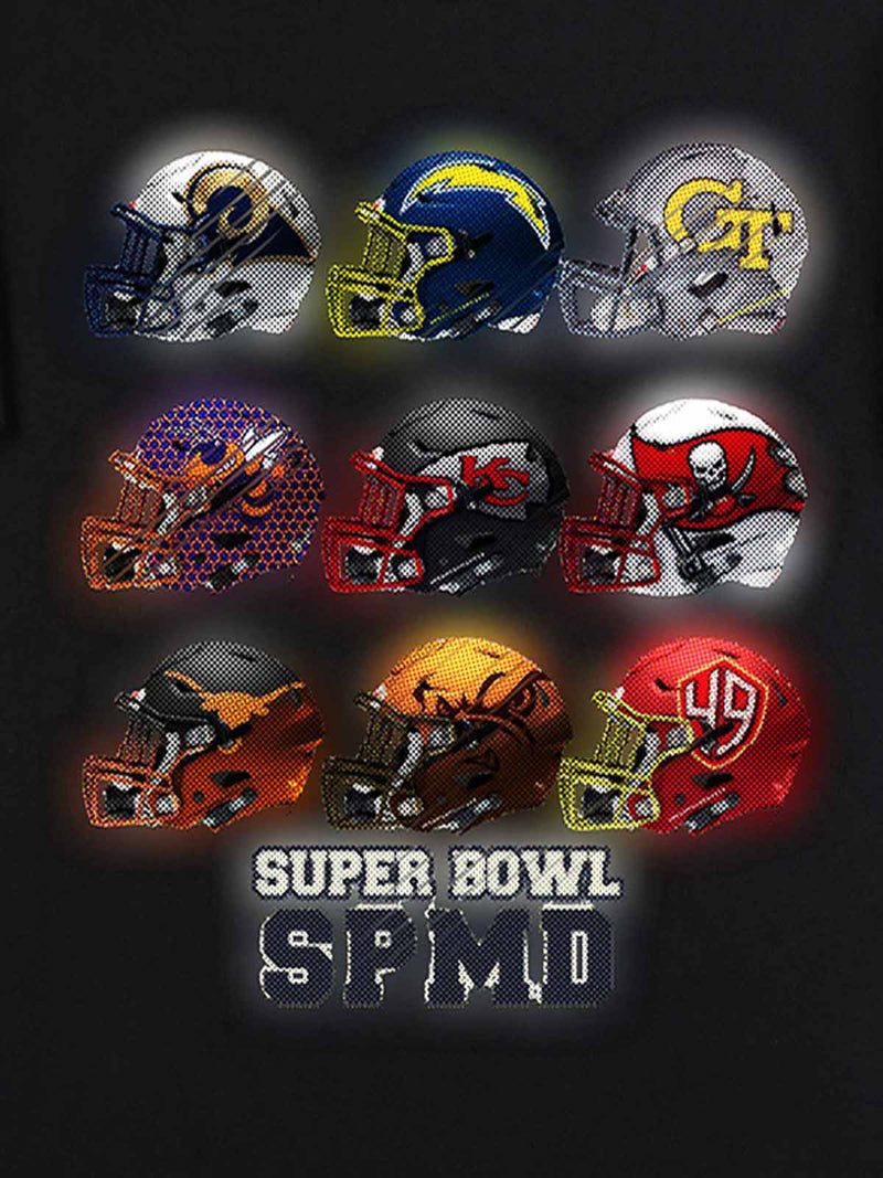 Super Bowl Football Helmet Print T-shirt