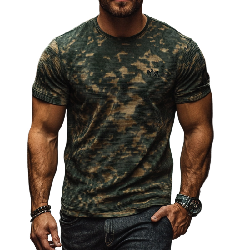 Men's Retro Camouflage Printed Round Neck Short Sleeve T-Shirt