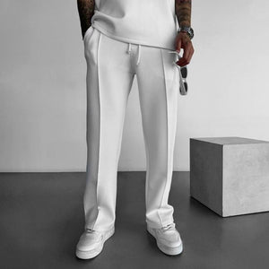Einfarbige, gerade Freizeithose für Herren mit elastischer Taille