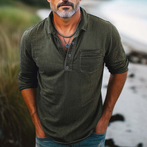 Bequemes Polo-T-Shirt aus Denim im Used-Look für Herren