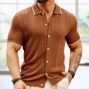 Herren-POLO-Shirt mit Revers und Kontrastfarbe, einreihig