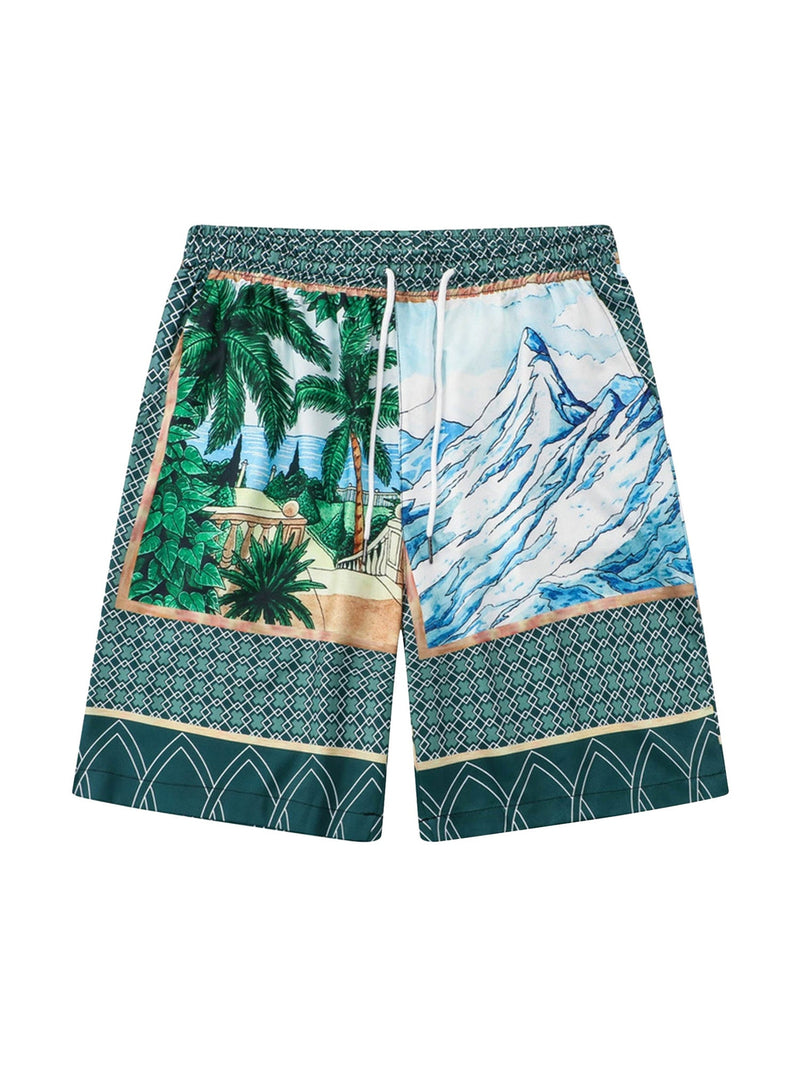 Mountain Coconut Printed Hip-Hop Short Set