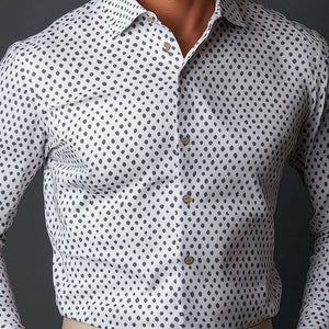 Herren Business Slim Fit Langarmhemd mit Aufdruck