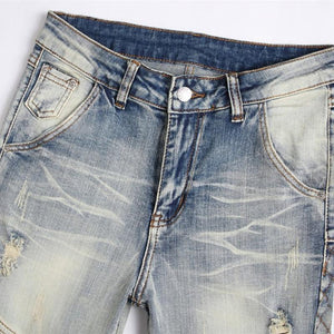 Zerrissene Stretchjeans im Punk-Patchwork-Stil für Herren