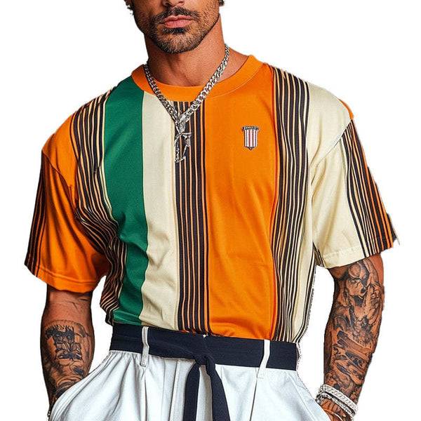 Men's Stripe Print Short Sleeve T-Shirt