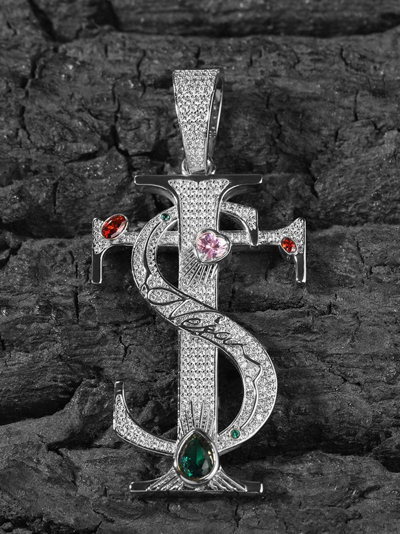 Halskette mit Zirkon-Kreuz-Anhänger 