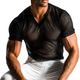 Men's Retro Casual Solid Color Mesh Cool V-neck Short Sleeve T-shirt
