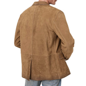 Men's Vintage Suede Notched Lapel Single Breasted Blazer