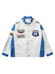 Motorcycle Colorblock PU Leather Varsity Jacket