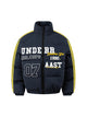 Jersey Stand Collar Embroidered Quilted Puffer Jacket