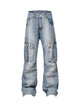 American Street Style Washed Distressed Jeans