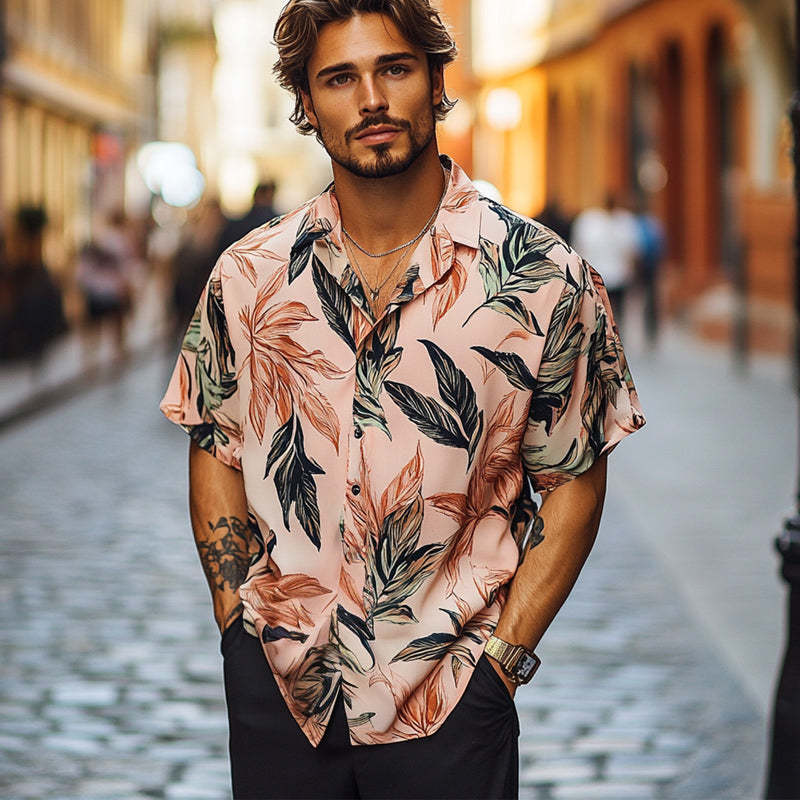 Herren Sommer Hawaiian Retro Print Casual Kurzarmhemd