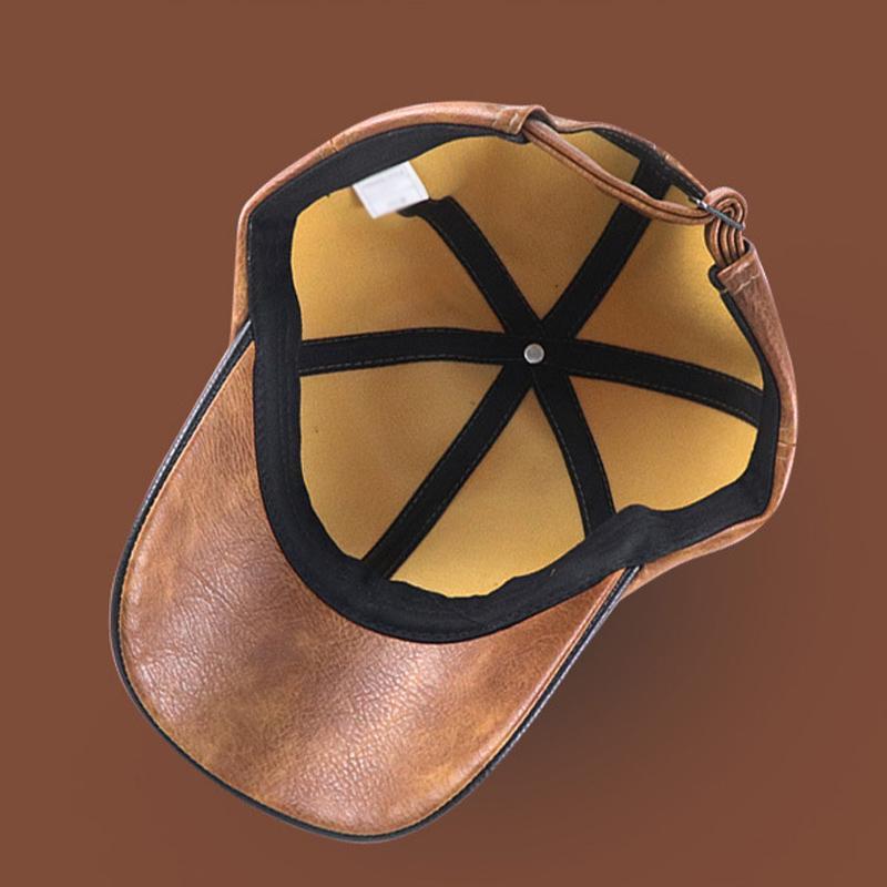 Herren Vintage Plüsch Warme Leder Baseballkappe