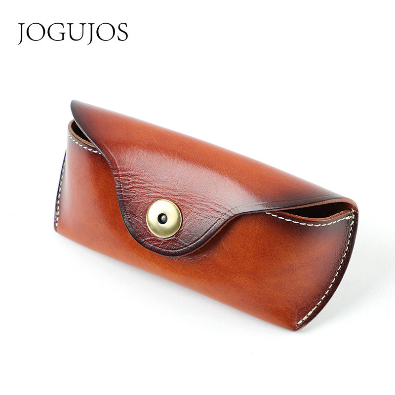 GENUINE LEATHER EYEGLASS CASE, RETRO SUNGLASSES, SUNGLASSES, UNIVERSAL COWHIDE EYEGLASS BAG, PORTABLE AND PRESSURE RESISTANT EYEGLASS CASE