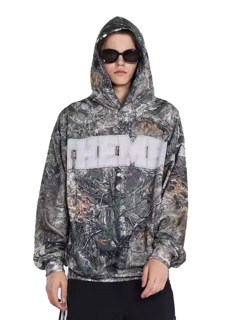 Retro Leaf Camouflage Patchwork Hoodie