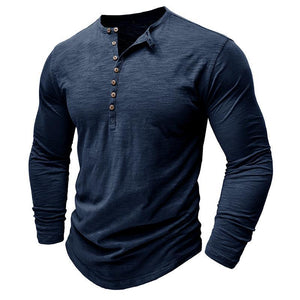 Men's Casual Multi-Button Henley Collar Long Sleeve T-Shirt